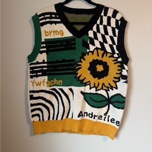 Andreilee Sunflower Graphic Knit Sweater Vest